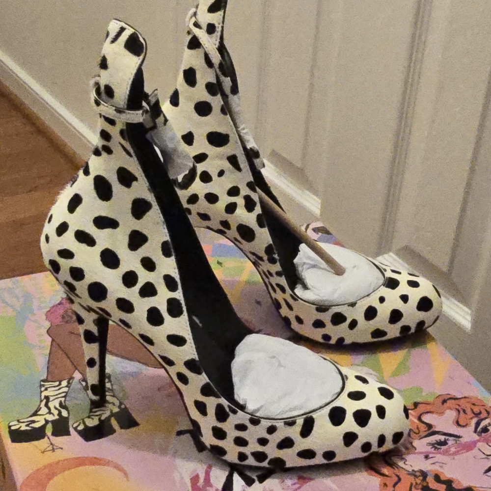 Jeffrey Campbell Black and White Polka Dot Heels